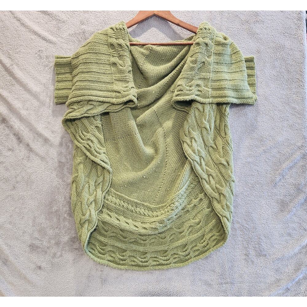 Q'hapa Ampara Womens Green Alpaca Sweater Open Pullover Sweater One Size